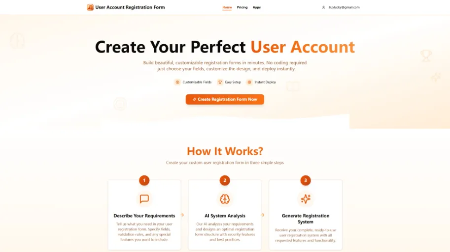 User Account Registration Form