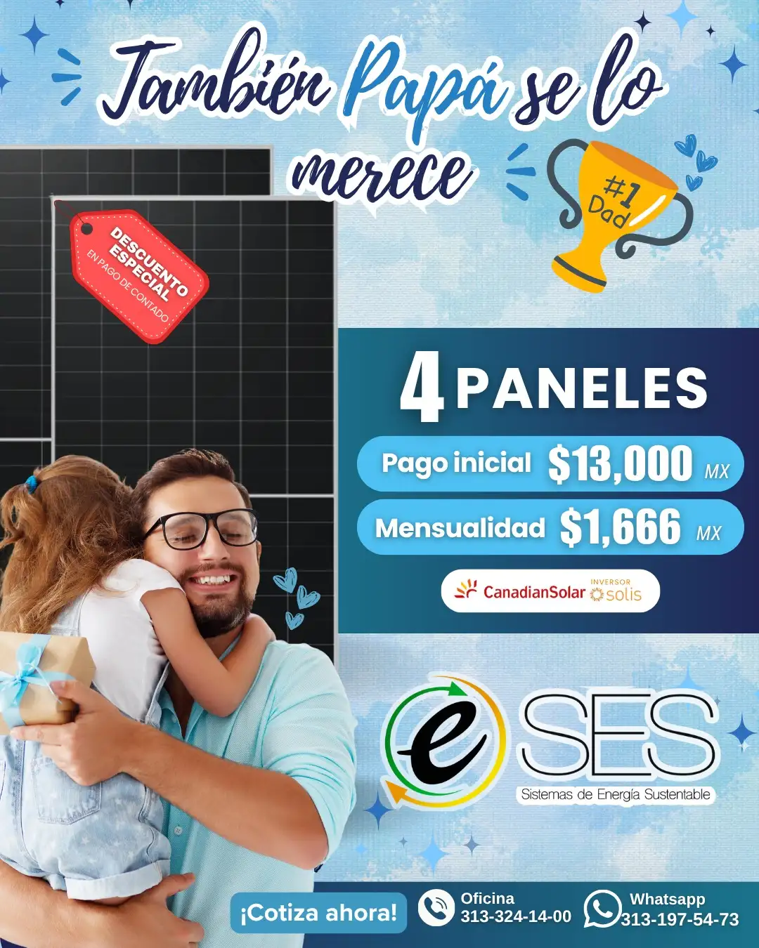 Paquete de 4 paneles solares - Promoción Junio 2026