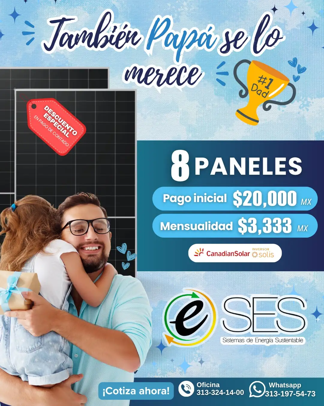 Paquete de 8 paneles solares - Promoción Junio 2026