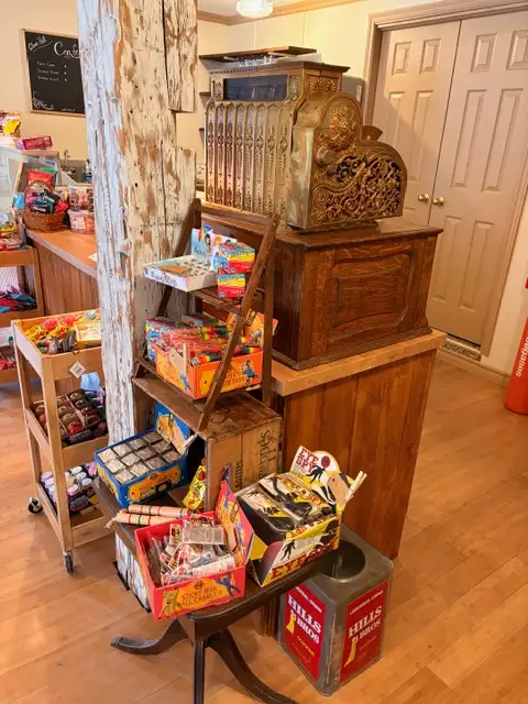 Clover Hill Confections wooden in-store counter