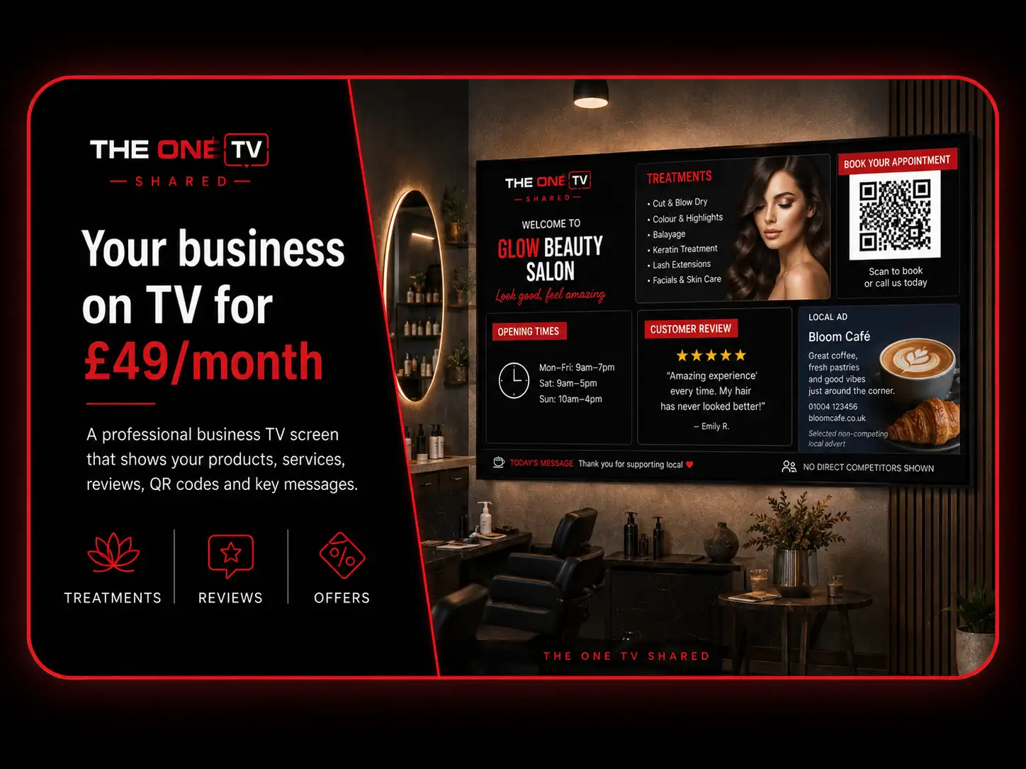 THE ONE TV Shared – Salon Example screen layout