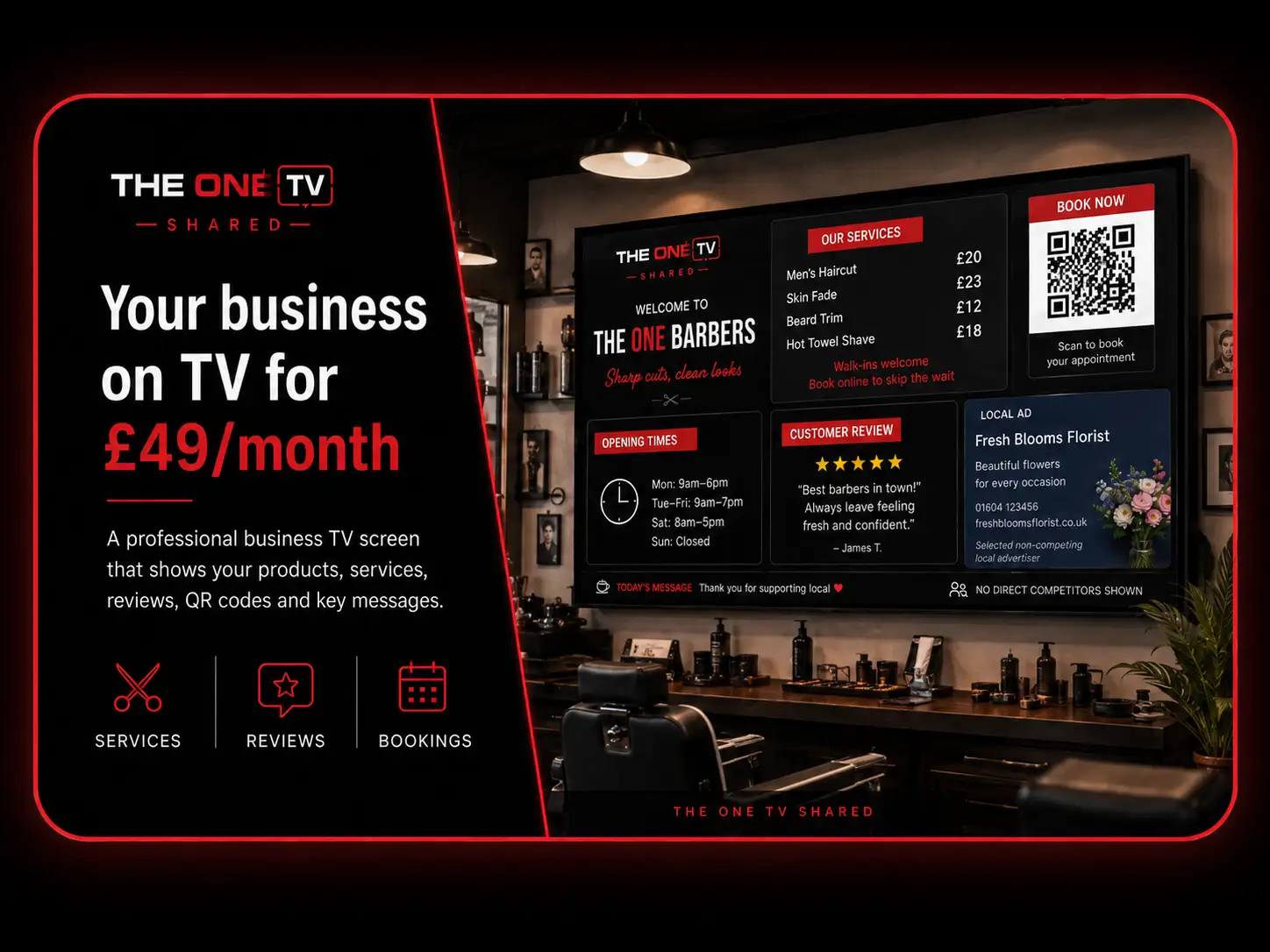 THE ONE TV Shared – Barber Example screen layout
