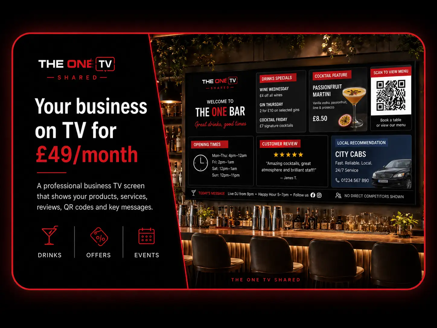 THE ONE TV Shared – Bar Example screen layout