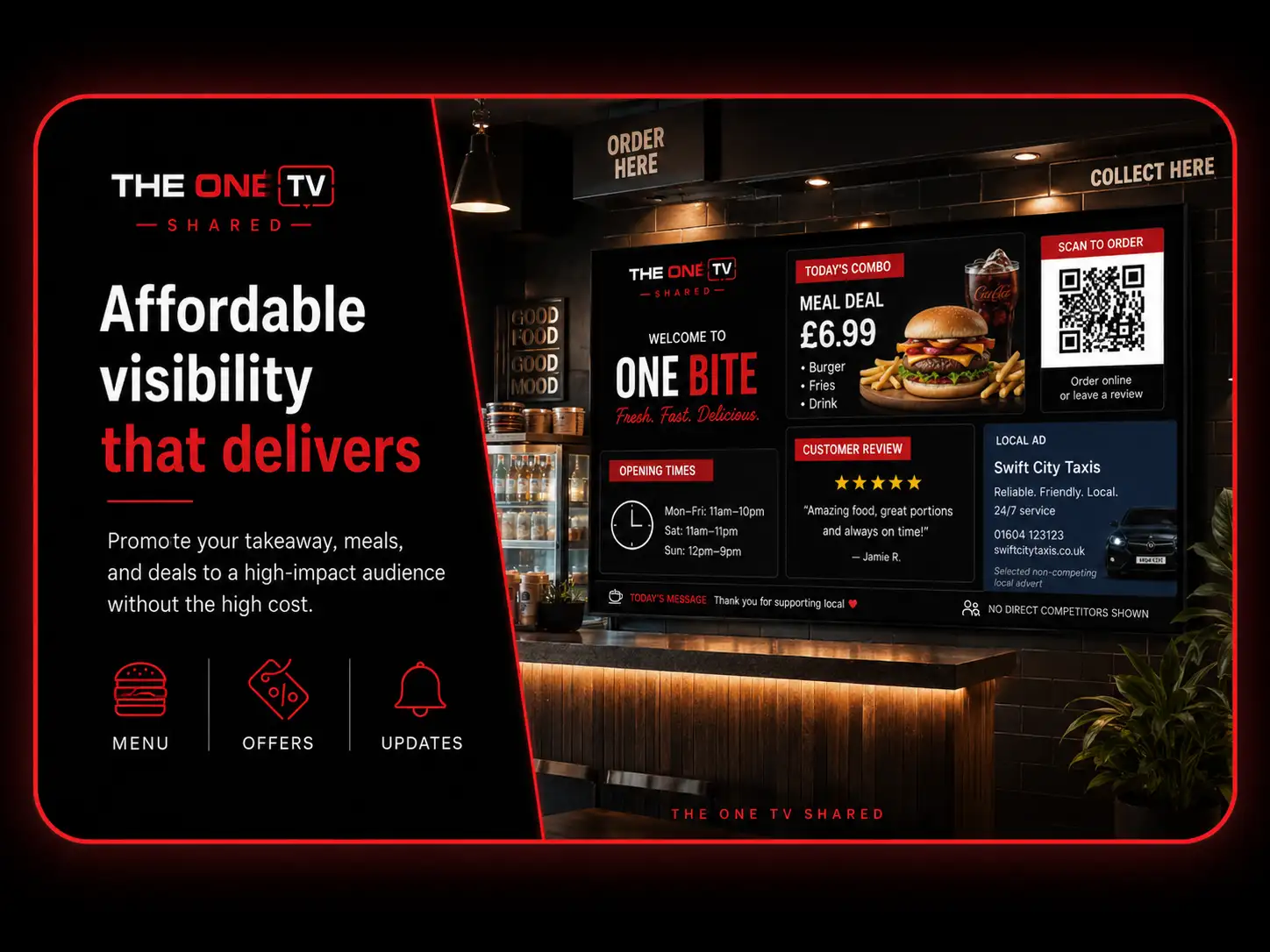THE ONE TV Shared – Takeaway Example screen layout