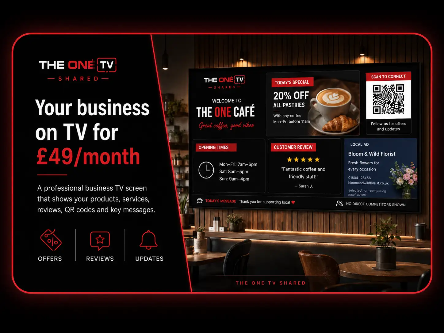 THE ONE TV Shared – Café Example screen layout
