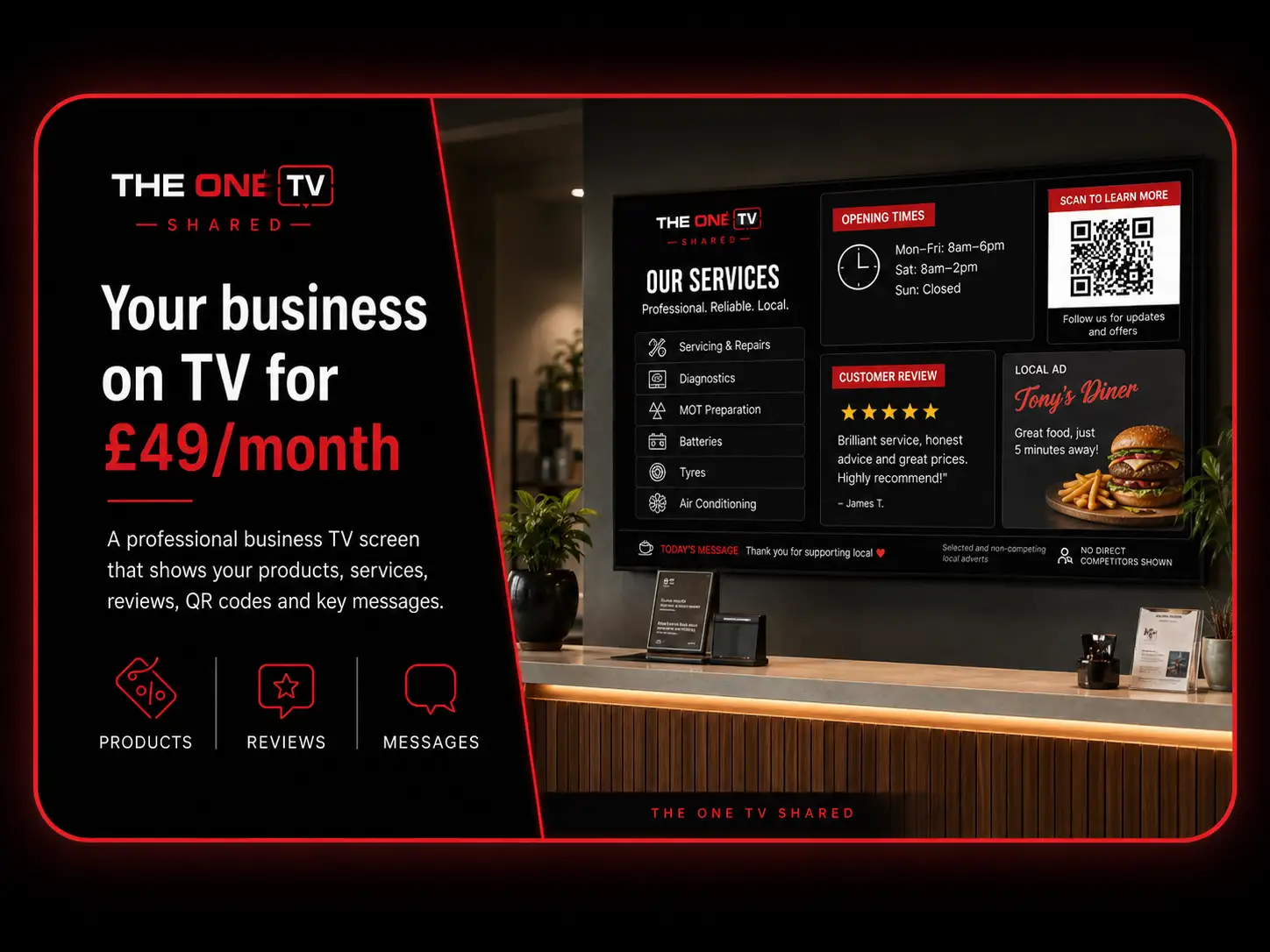 THE ONE TV Shared – Garage Example screen layout